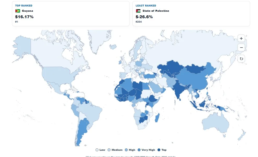 GDP PPP Growth Rate by Country map