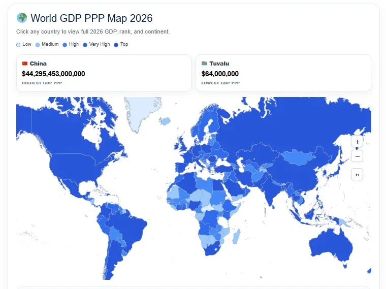 GDP PPP by Country 2026 MAP