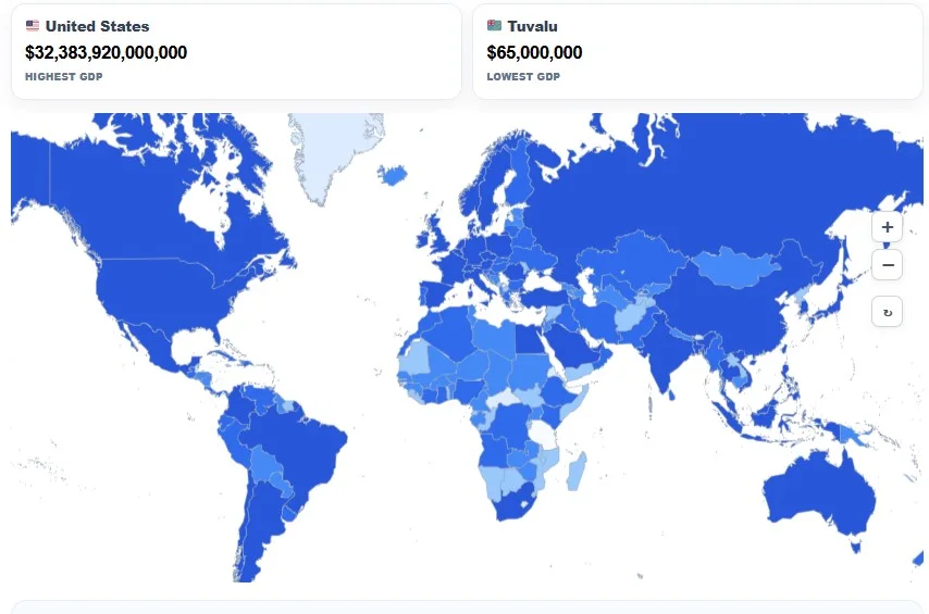 Largest Economies in the World map