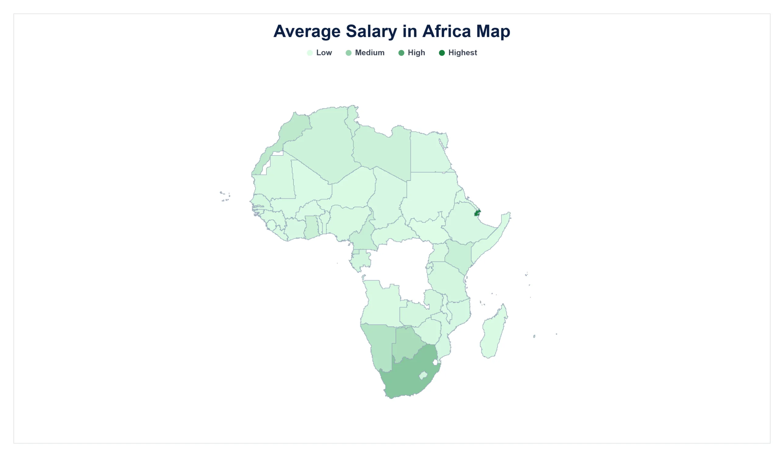 Monthly Average Net Salary in Africa map