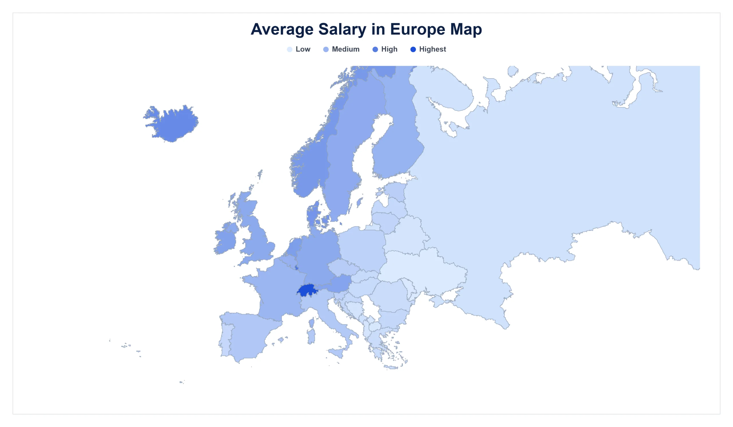 Monthly Average Net Salary in Europe map