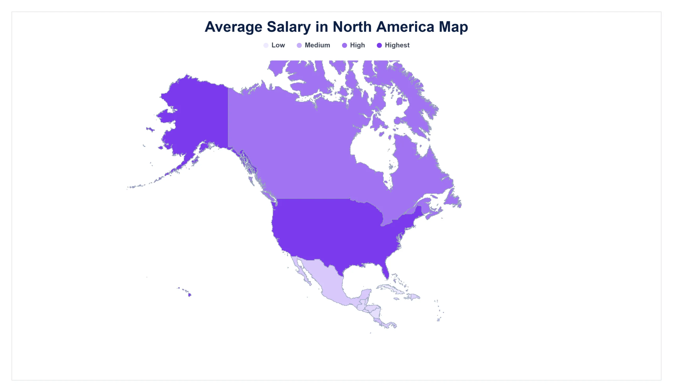 Monthly Average Net Salary in North America map