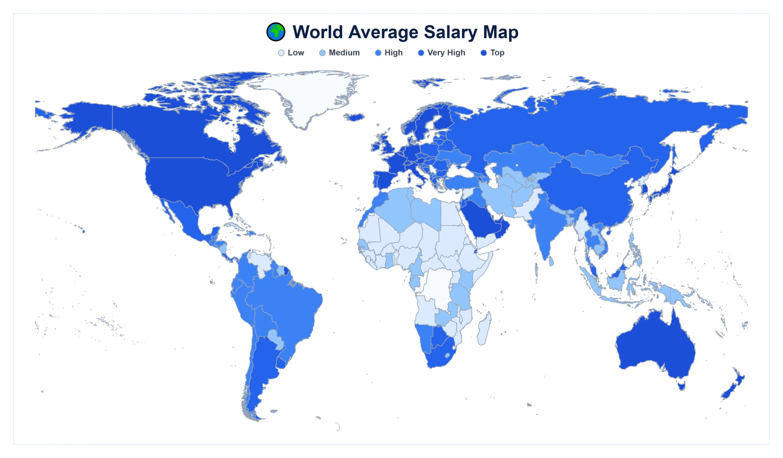 Monthly Average Net Salary by Country map