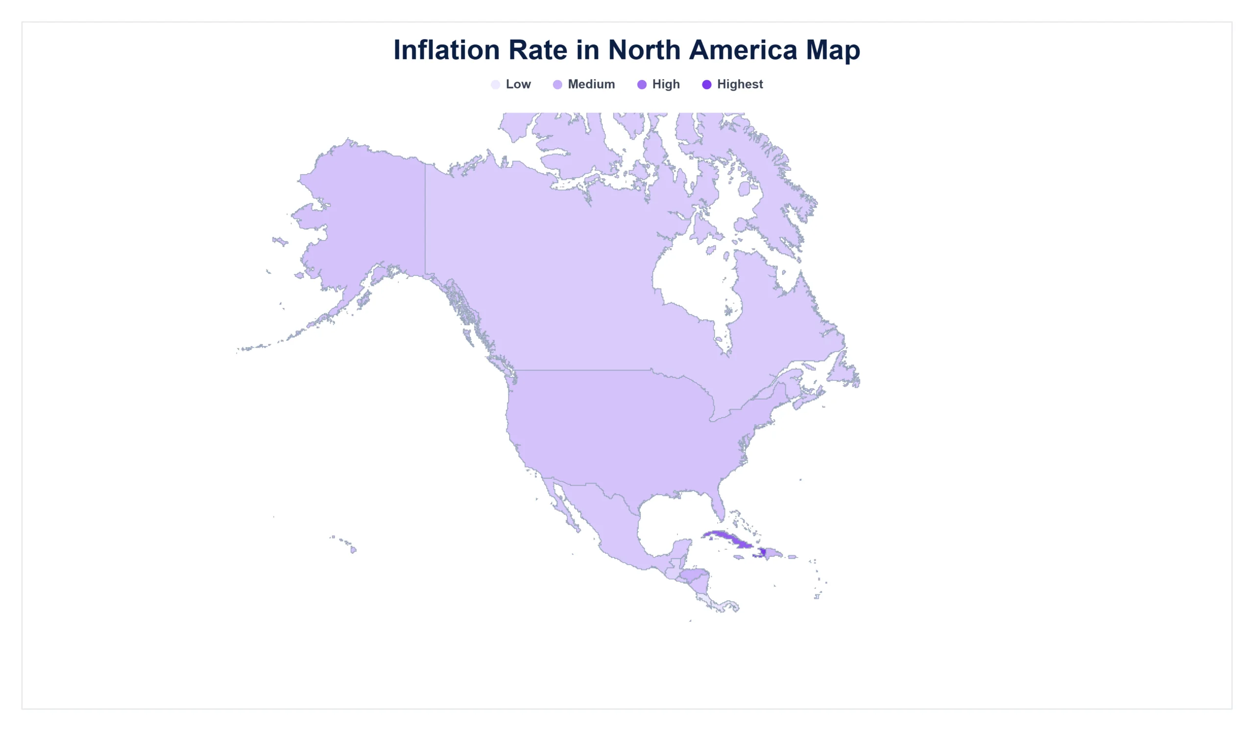 Inflation Rate in North America map