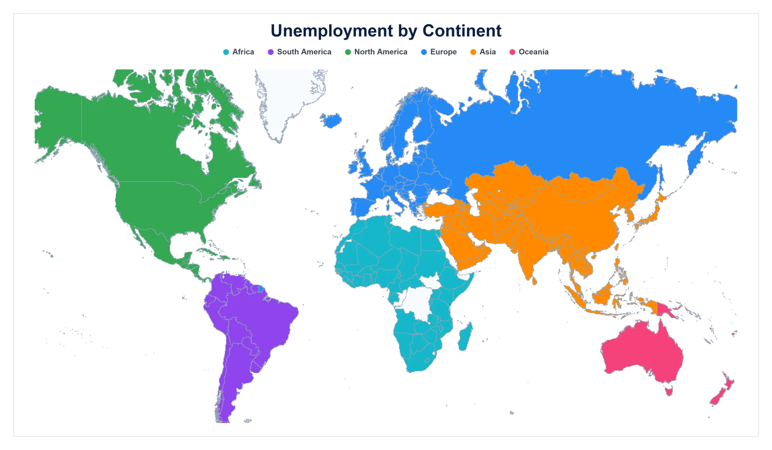 Unemployment Rate by Continent map