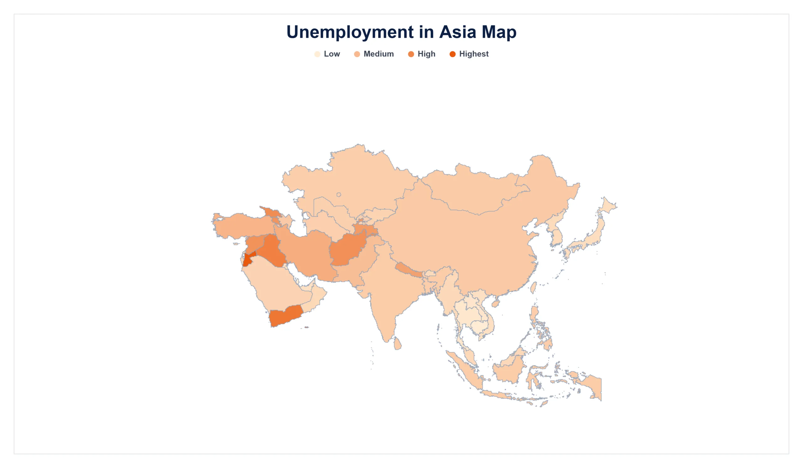 Unemployment Rate in Asia map