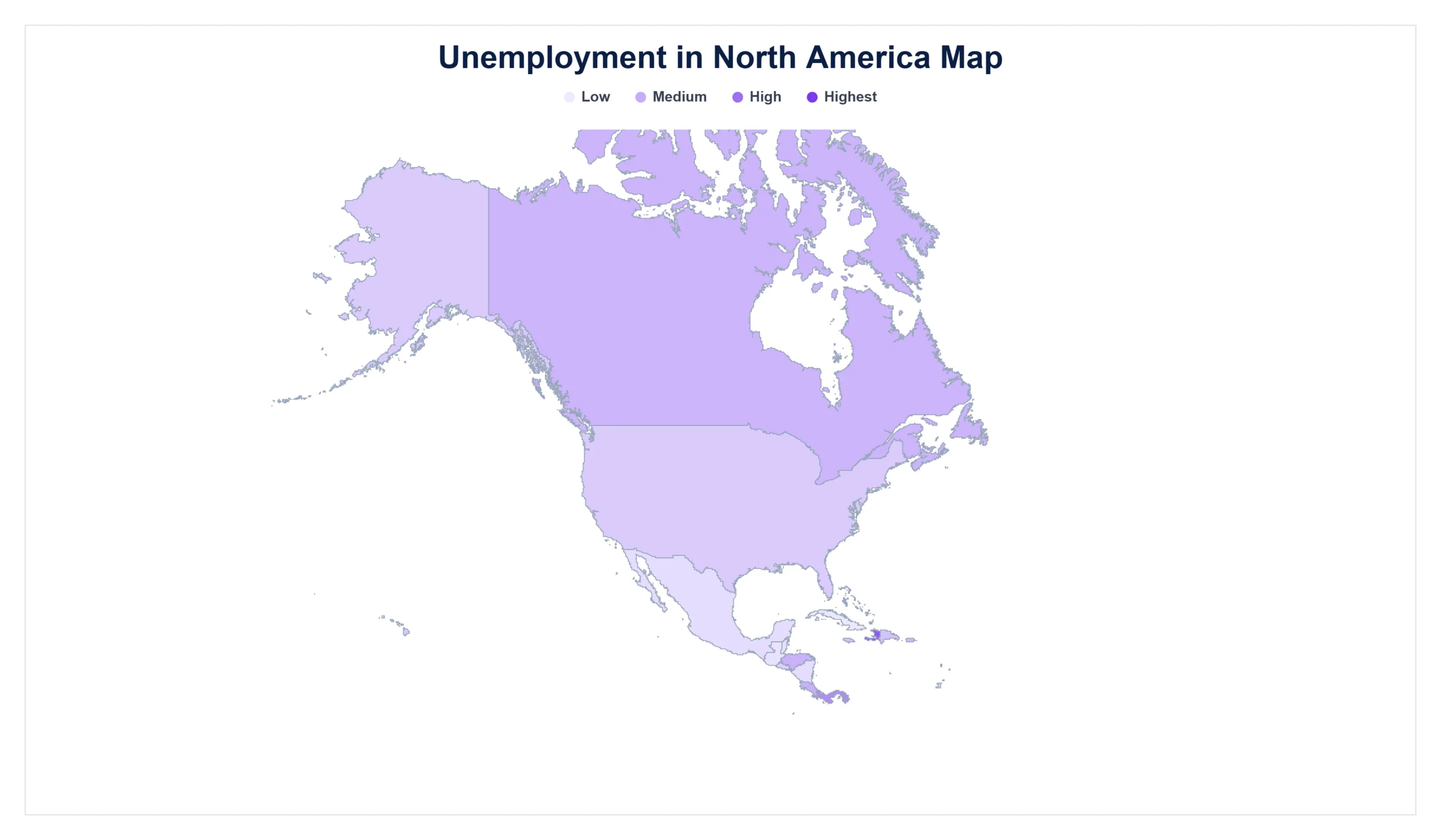 Unemployment Rate in North America map